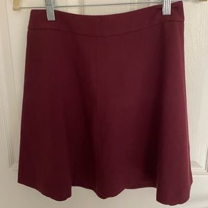LOFT burgundy flare mini skirt size 00